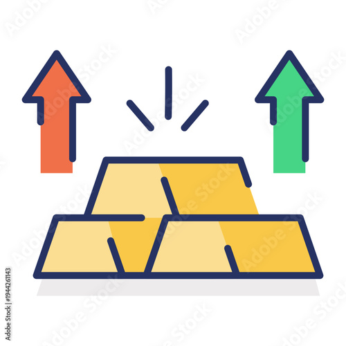 An icon showing gold value designed in flat style