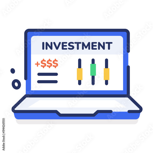 Flat icon depicting online investment platform