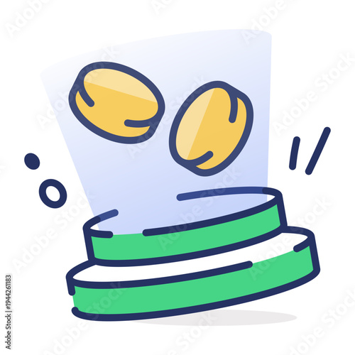 A flat style icon of money hologram visualization