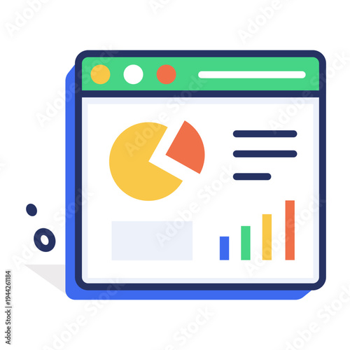 Flat icon depicting dashboard analytics interface