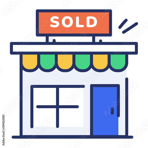 A flat style icon of sold property