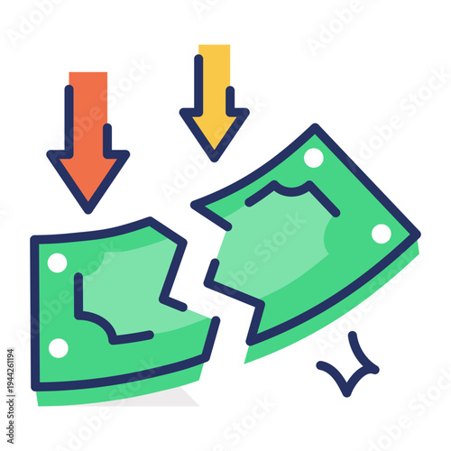 A flat style icon of investment loss