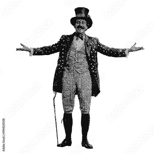 Circus ringmaster halftone grunge vector design element
