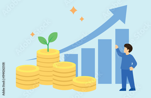 Successful Stock Investment and Capital Growth Illustration