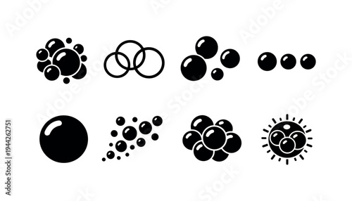 Soap Bubble Icons. Playful soap bubble outline collection. Filled icon set of Playful soap bubble outline