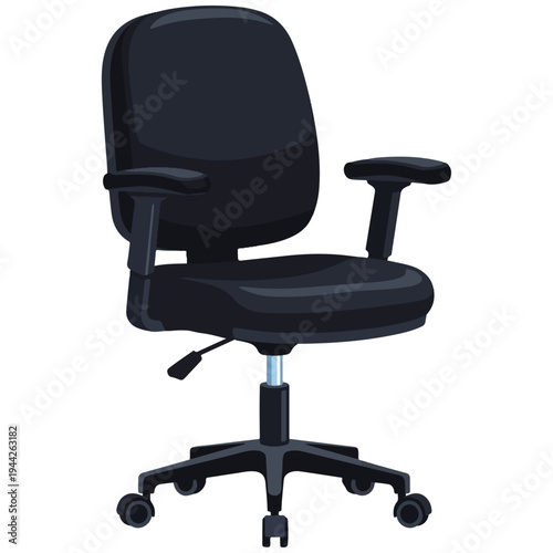 Black Ergonomic Office Chair Flat Vector Illustration