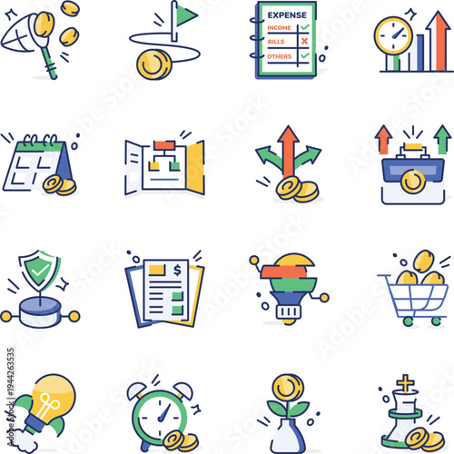 Set of Flat Style Business Icons 

