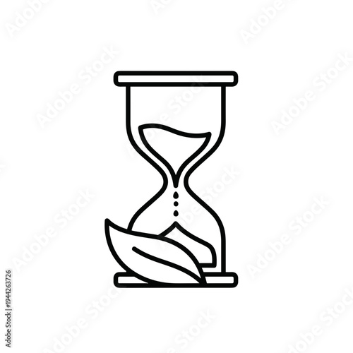 Hourglass with leaves representing the passage of time and nature  
