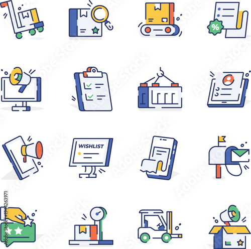 Pack of Ecommerce and Shopping Flat Icons 


