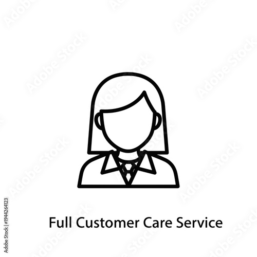 Line drawing of woman in suit representing customer care service  