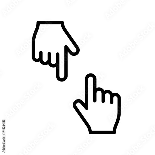 Hands pointing to each other in minimalist line art design  