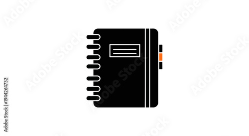 black notebook with pen