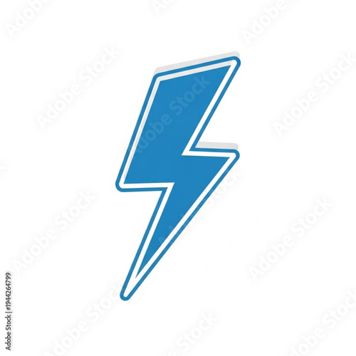 Blue Lightning Bolt Icon Symbol Sign.