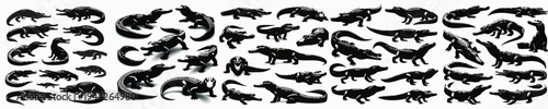 Vector set image silhouette of crocodile