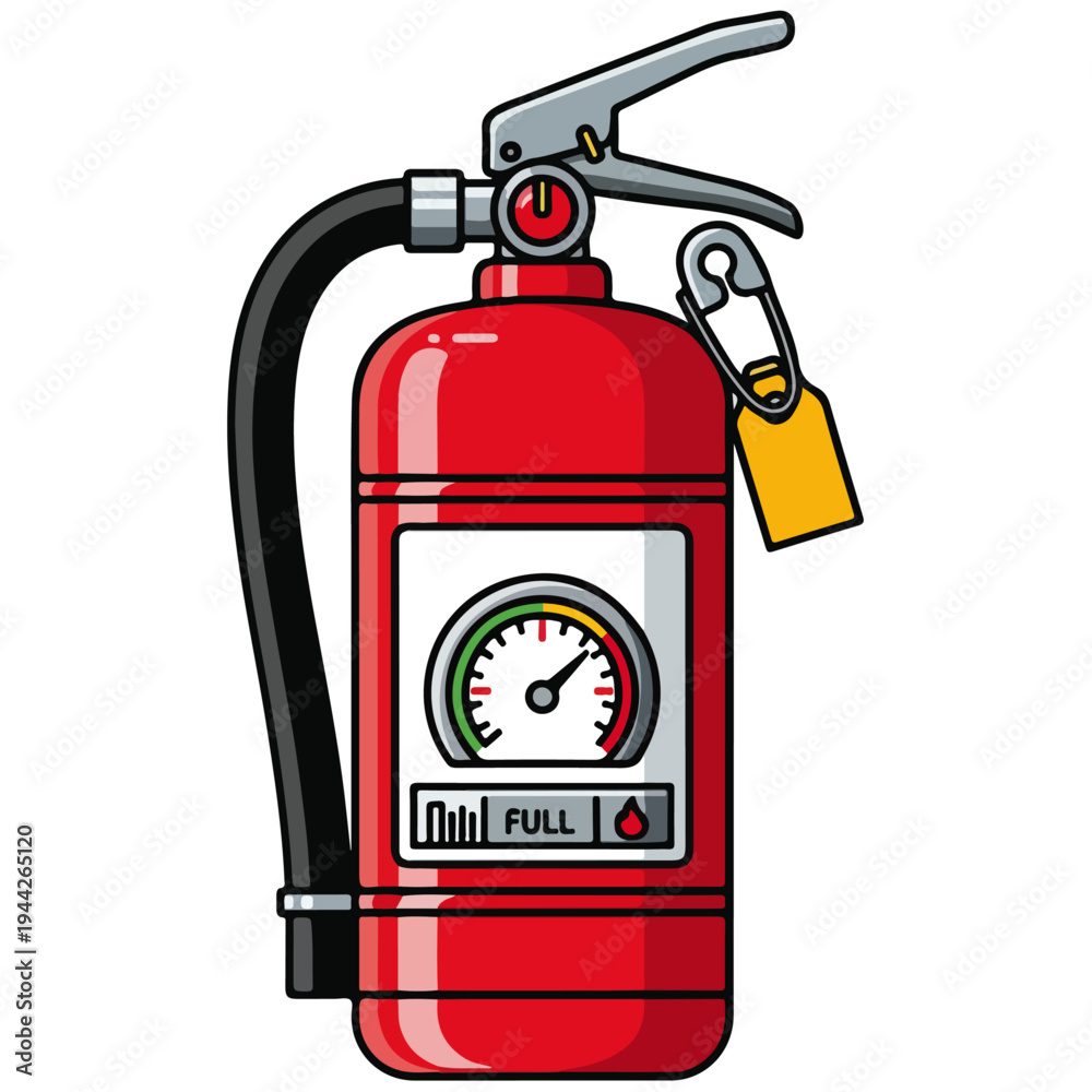 Obraz premium Red Fire Extinguisher Cartoon Vector Illustration