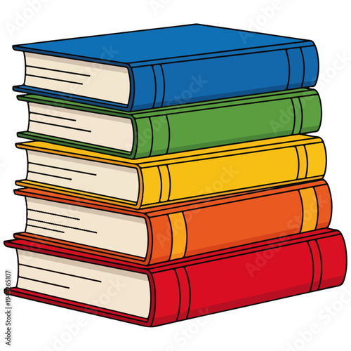Rainbow Stacked Hardcover Books Vector Illustration