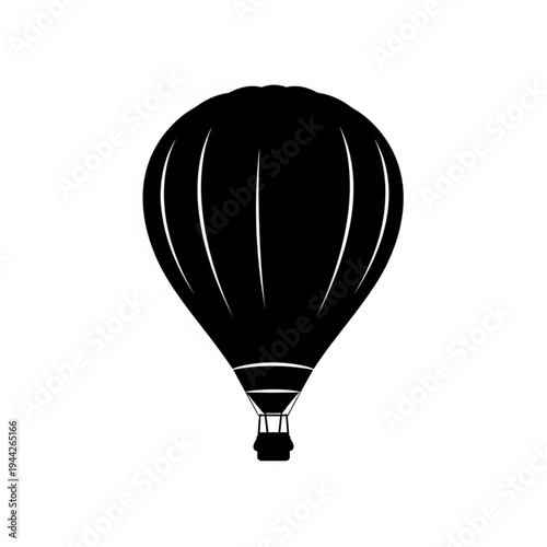 Black Hot Air Balloon Silhouette Icon.