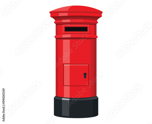 Classic Red Pillar Post Box Isolated Illustration