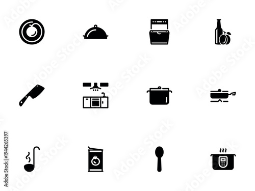 Collection of Modern Culinary Equipment and Food Icons