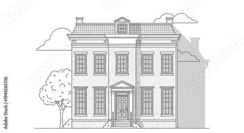 Large house with many windows.