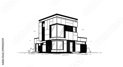 Modern house architectural design blueprint.