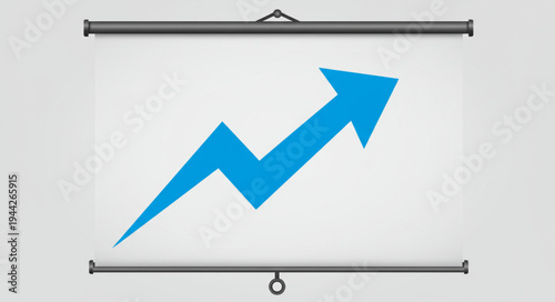 Blue Arrow Graph on Projector Screen.