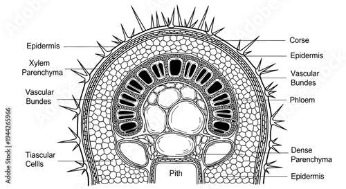 Plant Stem Cross Section Diagram.