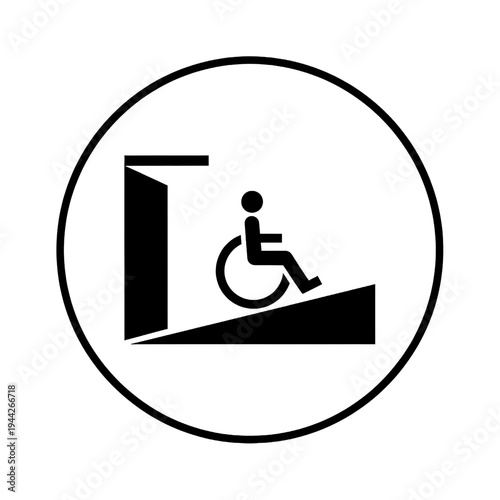 Disabled Person Ramp Access Icon Symbol.