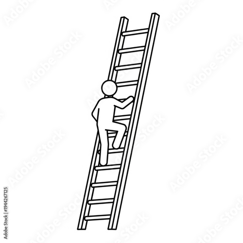 Man Climbing Ladder Silhouette Illustration.