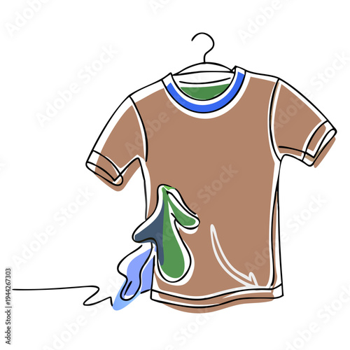 Abstract illustration of a colorful shirt hanging on a hook  