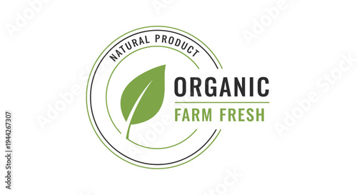 Organic Farm Fresh Green Leaf Logo.