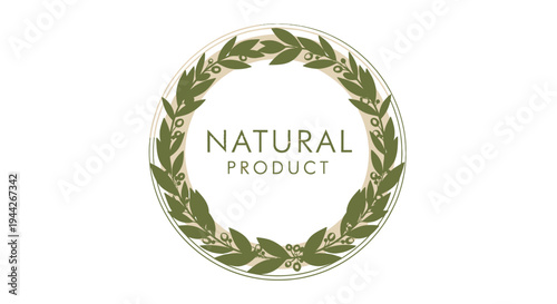 Natural Product Green Leafy Wreath Logo.
