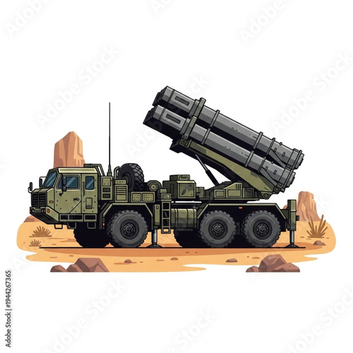 Military Launch Vehicle with Missiles.