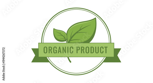 Organic product green leaf logo.