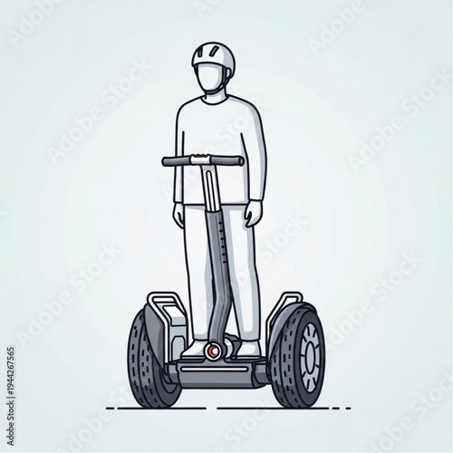 Man Riding Segway Personal Transport Vehicle.