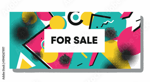 For Sale Sign with Colorful Shapes.