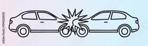 Car and motorcycle collision accident illustration isolated