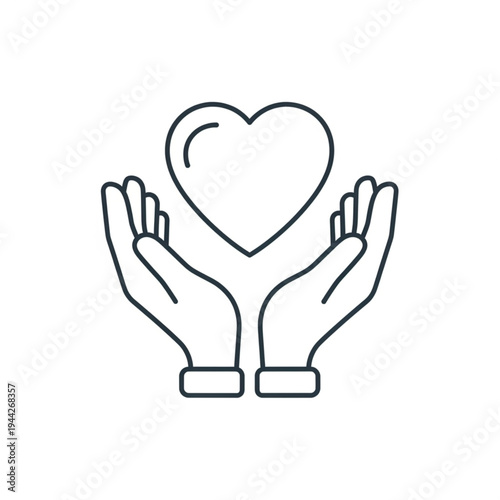 Hands Holding Heart Symbol Charity Support.