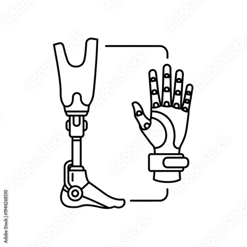 Prosthetic Limb and Hand Illustration Detail.