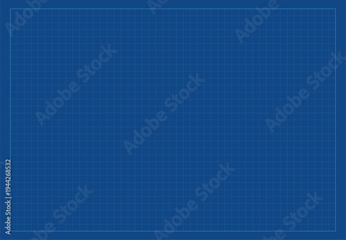Vector blueprint background with graph grid and blue paper base. Vector Blue Background with Lines and Squares. Cute Notebook Paper Texture