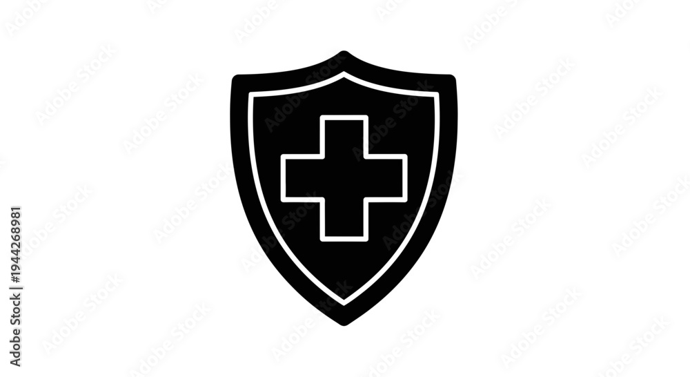 Obraz premium Medical protection and healthcare shield icon.