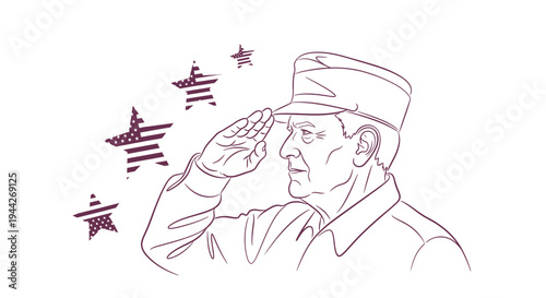 a man saluting with stars and planes.