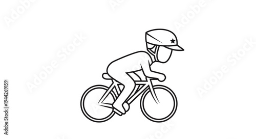 Cyclist riding a bicycle quickly outdoors.