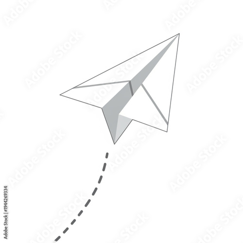 Gray Paper Plane Folding Process Illustration.