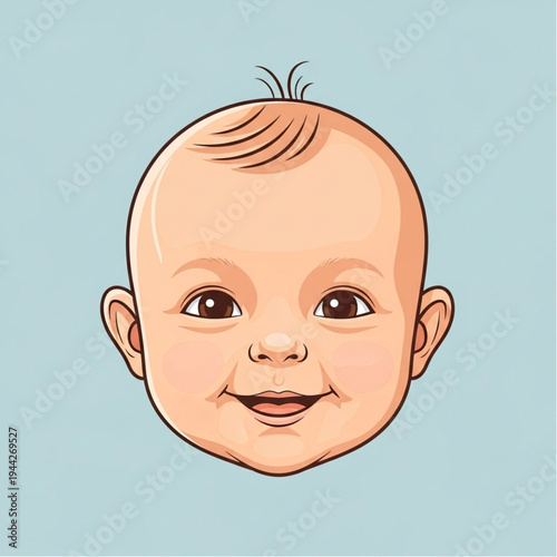 Happy Baby Boy Face Illustration Portrait.