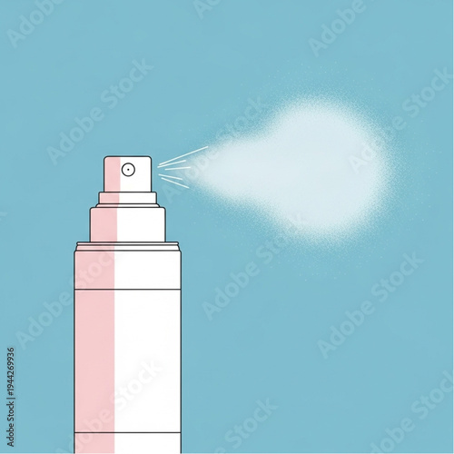 Pink Spray Bottle Releasing Misty Spray.