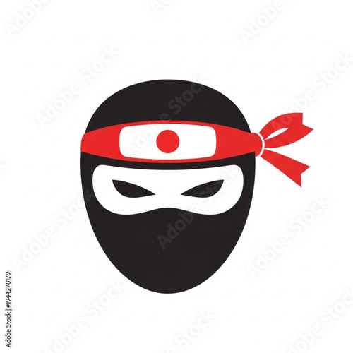 Ninja Masked Face with Red Headband.