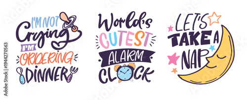 Cute hand drawn doodle lettering quote about little baby. Lettering for t-shirt design, mug print, bag print, clothes fashion. 100% hand drawn vector image.

