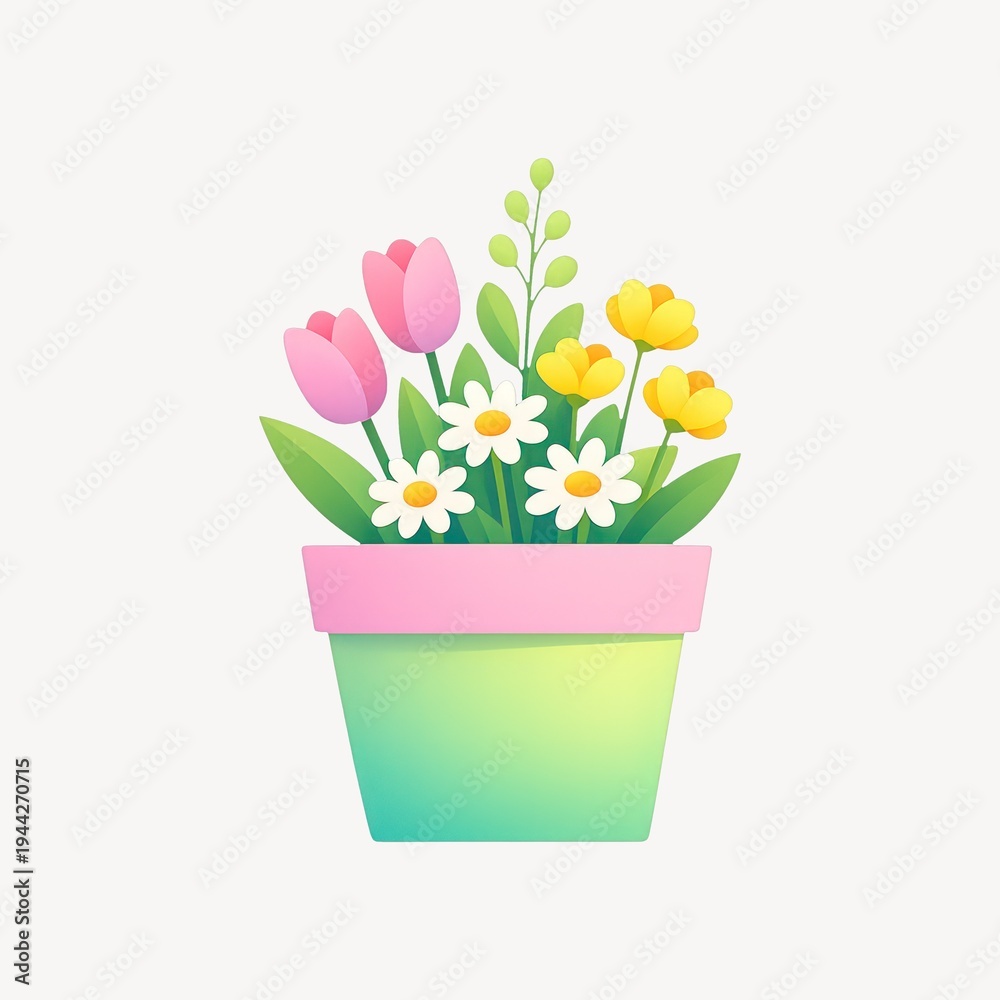 Fototapeta premium Colorful flowers in decorative pot.