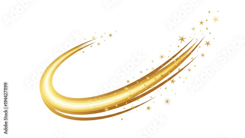 Golden streak with sparkles swirling through empty space dramatically